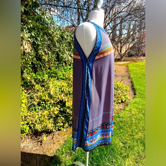 Max Studio Blue and Orange Halter Sundress - Picture 4 of 6